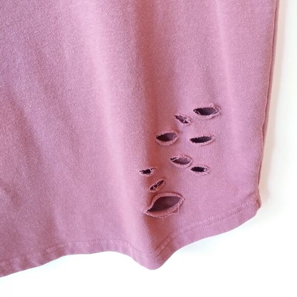 Alphalete Womens L Short Sleeve Sweatshirt Top Longline Distressed Athleisure - Picture 3 of 10